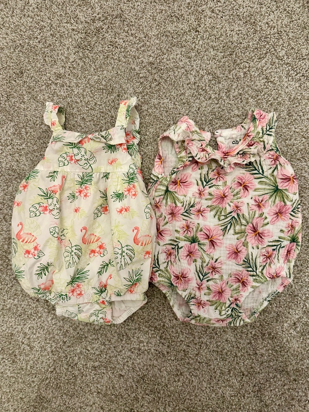 Bundle of 2 Tropical Print Baby Rompers